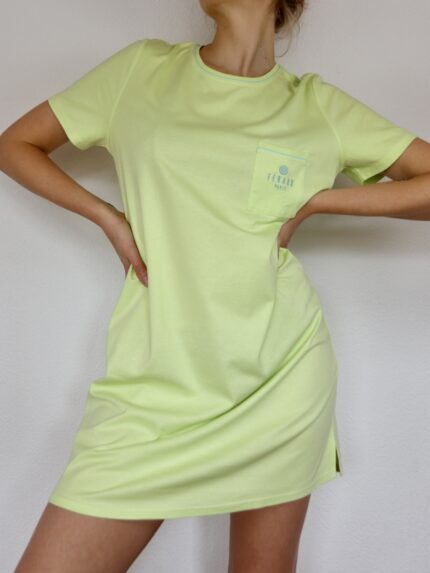 light green high level brand féraud long shirt with blue inscription size s-l
