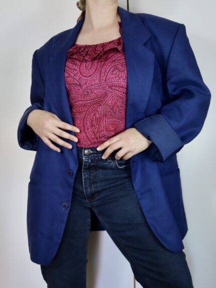 Vintage dark blue linen blazer size m-l