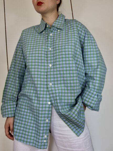 vintage blue green chequered shirt size L