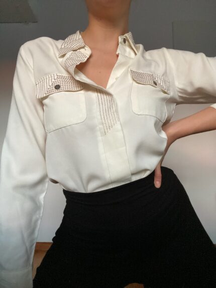white vintage blouse with embroidery details