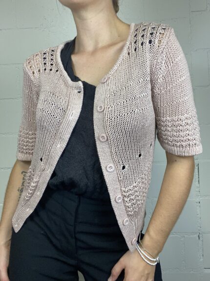 light pink vintage knitted cardigan in size s
