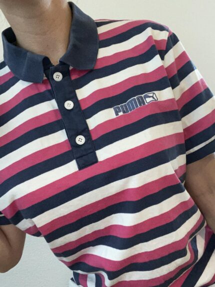 puma vintage shirt secondhand pink stripes