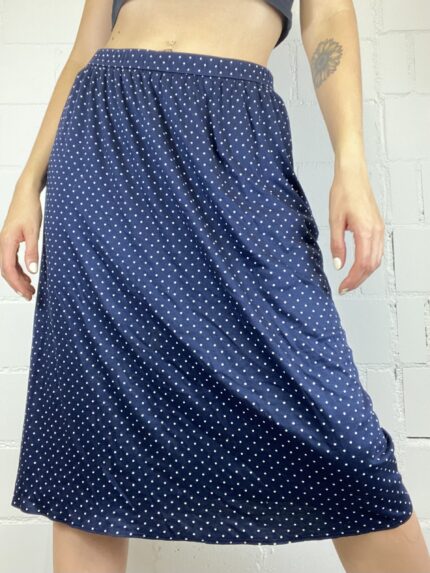 dark blue vintage skirt with white dots