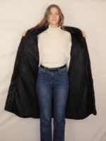 Schwarze Vintage Fake Felljacke | M – Bild 9