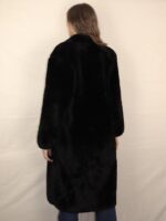 Schwarze Vintage Fake Felljacke | M – Bild 7