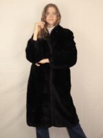 Schwarze Vintage Fake Felljacke | M – Bild 6