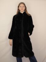 Schwarze Vintage Fake Felljacke | M