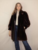 Dunkelbraune Vintage Fake Felljacke | M-L