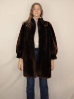 Dunkelbraune Vintage Fake Felljacke | M-L – Bild 3