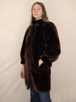 Dunkelbraune Vintage Fake Felljacke | M-L – Bild 5