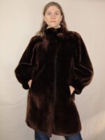 Dunkelbraune Vintage Fake Felljacke | M-L – Bild 10