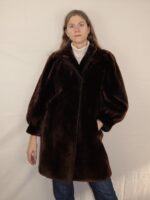 Dunkelbraune Vintage Fake Felljacke | M-L – Bild 8