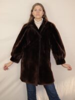 Dunkelbraune Vintage Fake Felljacke | M-L – Bild 9