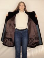 Dunkelbraune Vintage Fake Felljacke | L – Bild 8