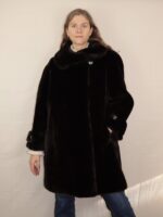 Dunkelbraune Vintage Fake Felljacke | L – Bild 4