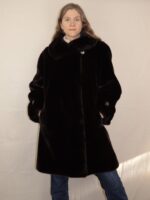Dunkelbraune Vintage Fake Felljacke | L – Bild 5