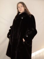 Dunkelbraune Vintage Fake Felljacke | L – Bild 6