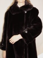 Dunkelbraune Vintage Fake Felljacke | L – Bild 9