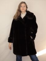Dunkelbraune Vintage Fake Felljacke | L – Bild 7