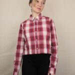 Upcycelt Vintage Hemd in rot mit Scrunchie | XS-S