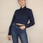 Upcycelt Vintage Hemd Dunkelblau | M-L