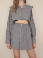Upcycelt Zweiteiler Set grau kariert | M – Bild 8