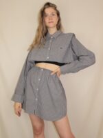 Handgemachtes Upcycling-Set für Damen – Rock und Oberteil aus Männerhemd, nachhaltig & sommerlich.