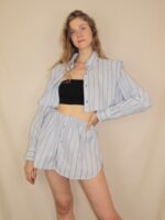Handgemachtes Upcycling-Set für Damen – Rock und Oberteil aus Männerhemd, nachhaltig & sommerlich.