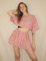 Handgemachtes Upcycling-Set für Damen – Rock und Oberteil aus Männerhemd, nachhaltig & sommerlich.