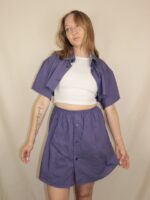 Handgemachtes Upcycling-Set für Damen – Rock und Oberteil aus Männerhemd, nachhaltig & sommerlich.