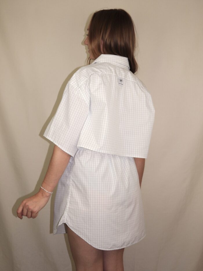 Upcycelt Zweiteiler Set weiss kariert | XS-S – Bild 5