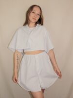Upcycelt Zweiteiler Set weiss kariert | XS-S – Bild 3