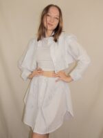 Handgemachtes Upcycling-Set für Damen – Rock und Oberteil aus Männerhemd, nachhaltig & sommerlich.