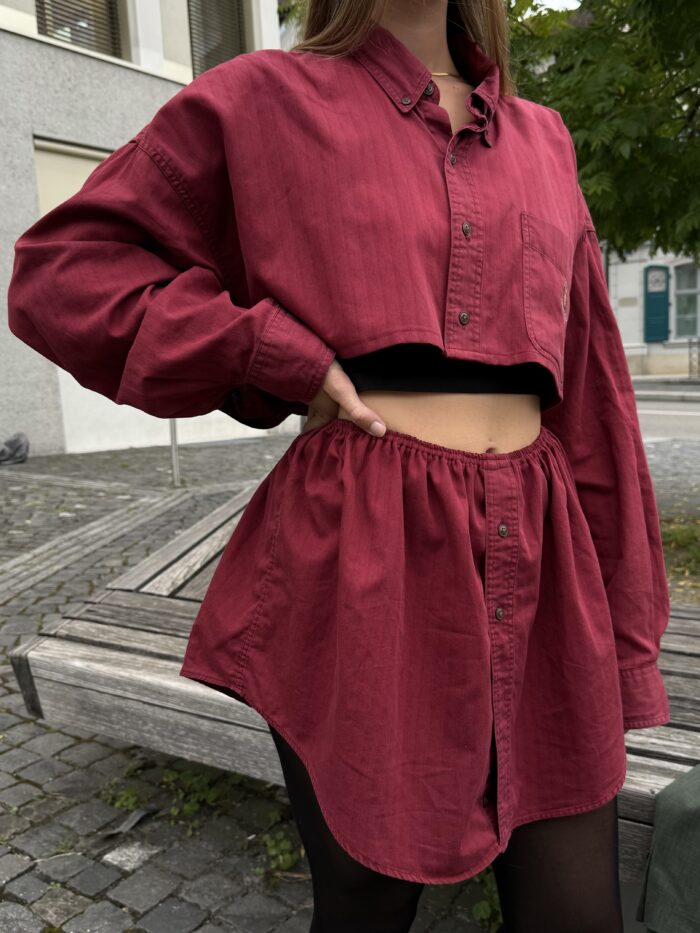 Upcycelt Zweiteiler Set in dunkelrot | M-L – Bild 7