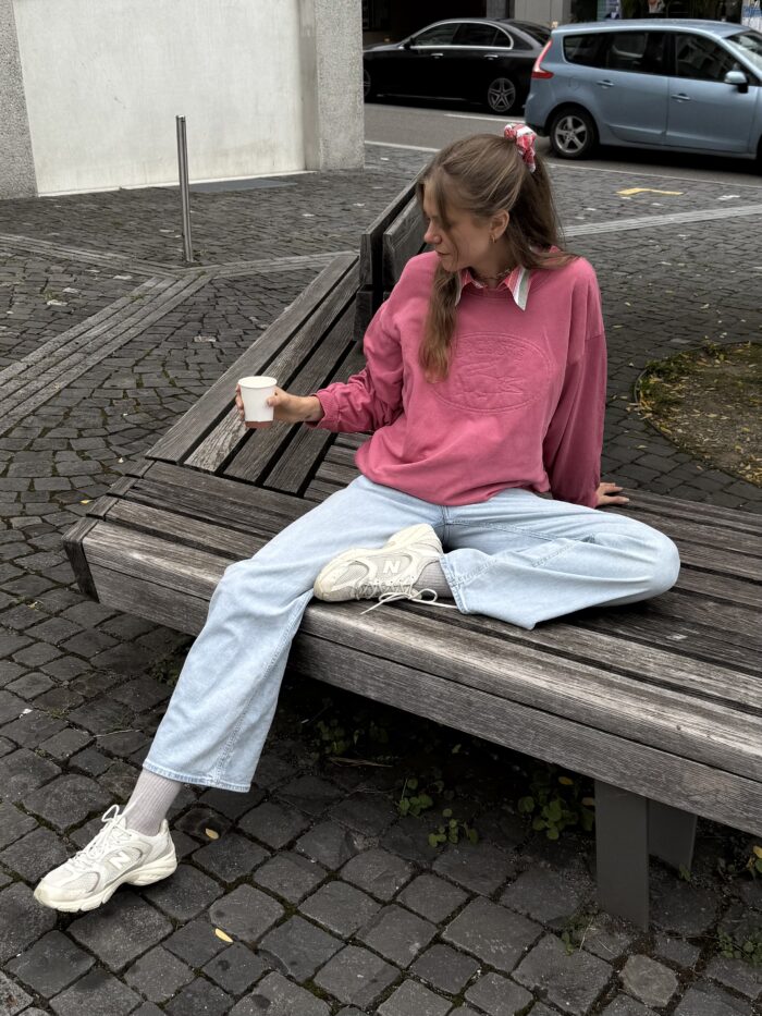 Pinker Vintage Lacoste Pullover | M-L – Bild 2