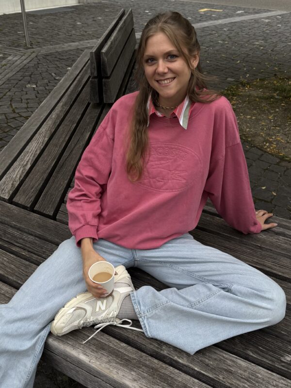 Pinker Lacoste Pullover aus Baumwolle mit klassischem Krokodil-Logo auf der Brust