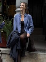 Upcycelt Shirt mit Scrunchie | M-L – Bild 2