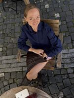 Upcycelt Bluse in dunkelblau | S-M – Bild 2