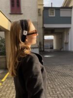 Handmade Stirnband - schwarz bestickt – Bild 3