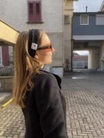 Handmade Stirnband - schwarz bestickt – Bild 4