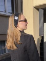 Handmade Stirnband - schwarz samtig – Bild 3