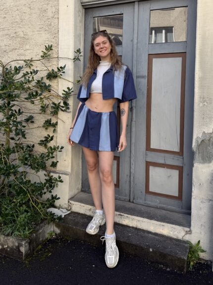 Upcycelt Vintage-Set – Gekürztes Oberteil & Rock