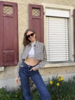 Upcycelt Vintage Bluse mit Scrunchie | M – Bild 2