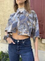Upcycelt Vintage Bluse mit Scrunchie | M – Bild 4