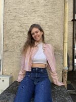 Upcycelt Vintage Bluse mit Scrunchie | L – Bild 5