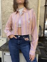 Upcycelt Vintage Bluse mit Scrunchie | L – Bild 3