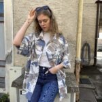 Vintage Hemd mit auffälligem, buntem Muster im extravaganten Retro-Stil