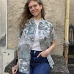 Vintage Hemd mit auffälligem, buntem Muster im extravaganten Retro-Stil