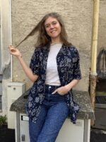 Vintage Hemd mit auffälligem, buntem Muster im extravaganten Retro-Stil