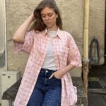 Vintage Hemd mit auffälligem, buntem Muster im extravaganten Retro-Stil